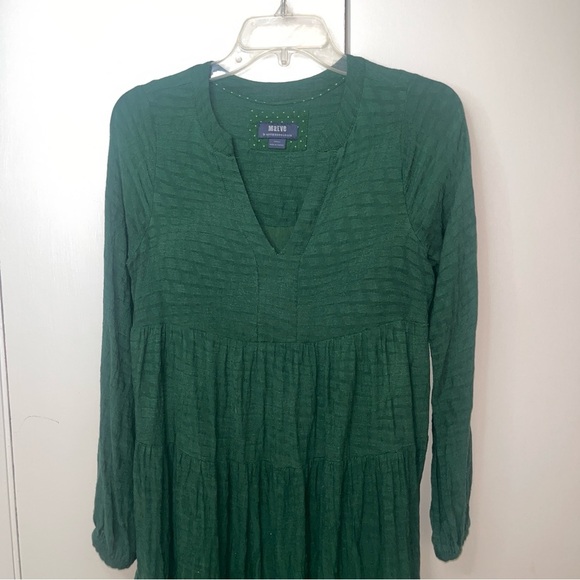 Maeve by Anthropologie Green Amber Tiered Dress Size XS - Picture 4 of 8